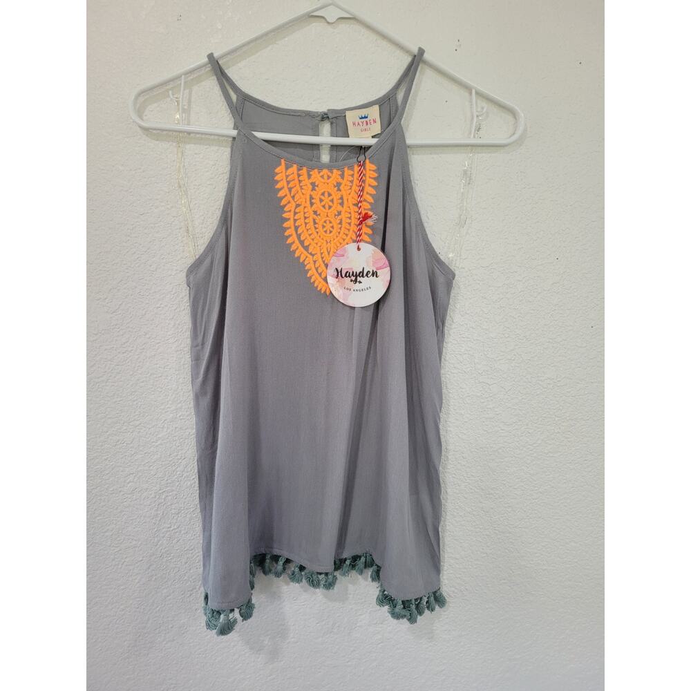 Hayden Girls Embroidered Tank Top Blouse size 13/14‎ Gray #8